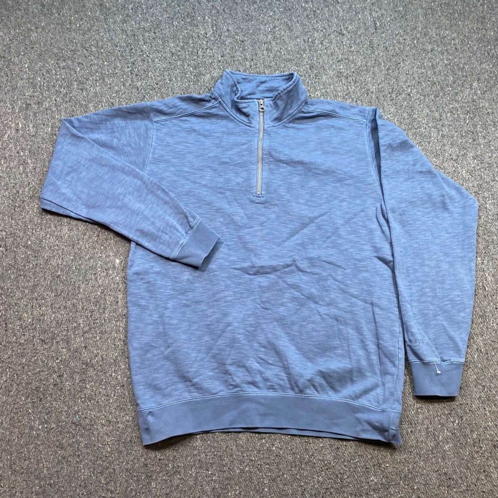 Orvis Quarter Zip Pullover Sz M Mens Blue Gorpcore Outdoor Slub Knit Sweatshirt